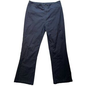 Woolrich Women's Cotton Flared Pants Flat Front Size 12 Black Solid Pockets